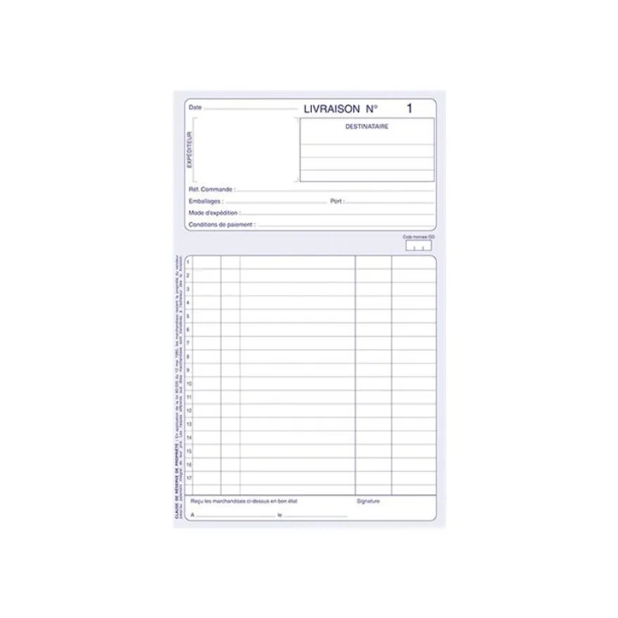 ELVE - Manifold Carnet de livraisons - 50 dupli - 21 x 14 cm