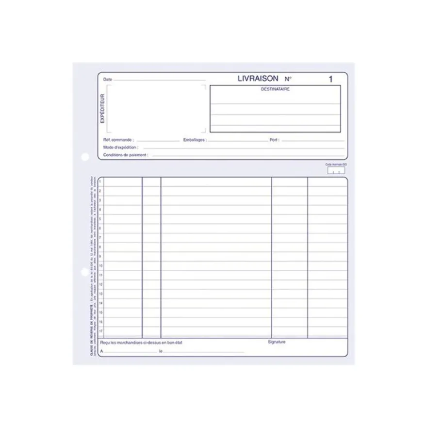 ELVE - Manifold Carnet de livraisons - 50 dupli - 21 x 21 cm