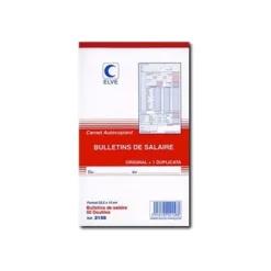 ELVE - Manifold Carnet de bulletins de paie - 50 dupli - 23,5 x 14 cm