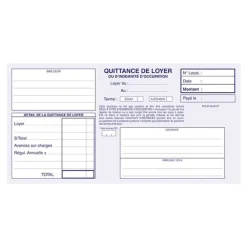 ELVE - Manifold Carnet de quittances de loyer - 50 tripli - 10,5 x 21 cm