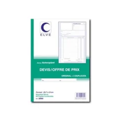 ELVE - Manifold Carnet de devis/offre de prix - 50 tripli - A4