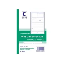 ELVE - Manifold Carnet Fiche d'intervention - 50 tripli 21 x 14 cm