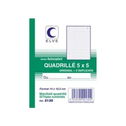 ELVE - Manifold quadrillé 5x5 - 50 tripli - 14 x 10,5 cm