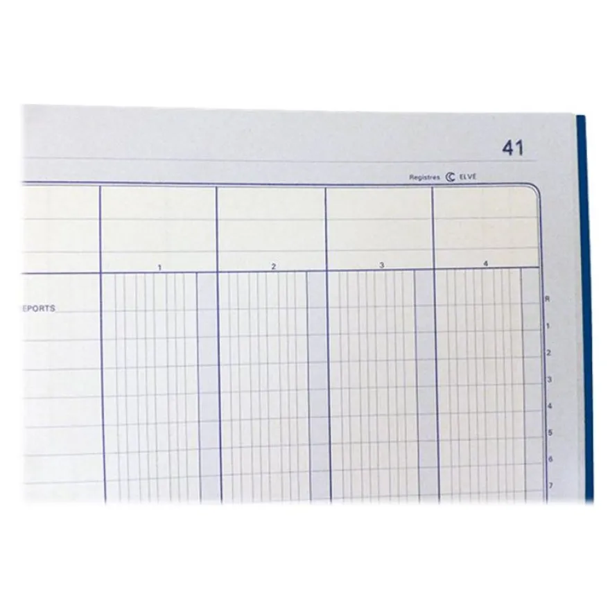 ELVE - Piqûre comptable - 4 colonnes par page - 31 x 21 cm - 100 pages