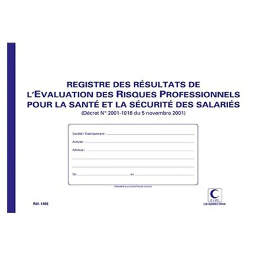ELVE - Registre des résultats d'évaluation des risques professionnels - A4