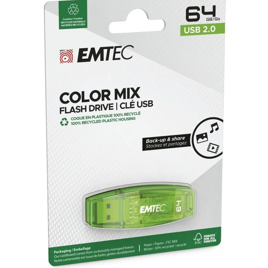Emtec C410 Color Mix - clé USB 2.0 - 64 Go - vert