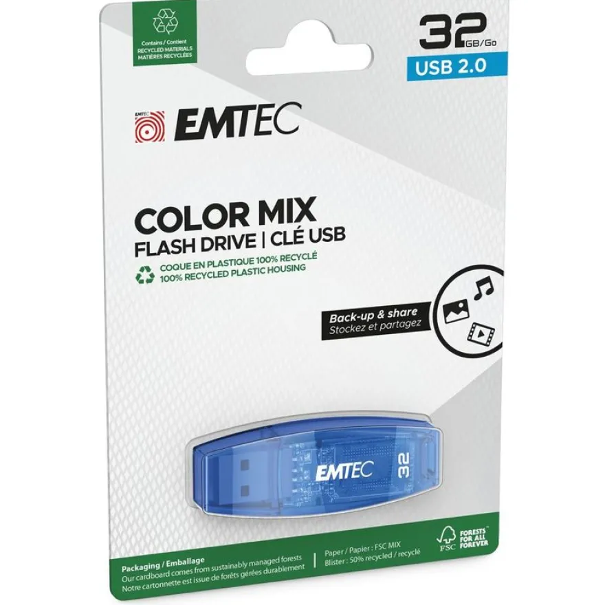 Emtec C410 Color Mix - clé USB 2.0 - 32 Go - bleu