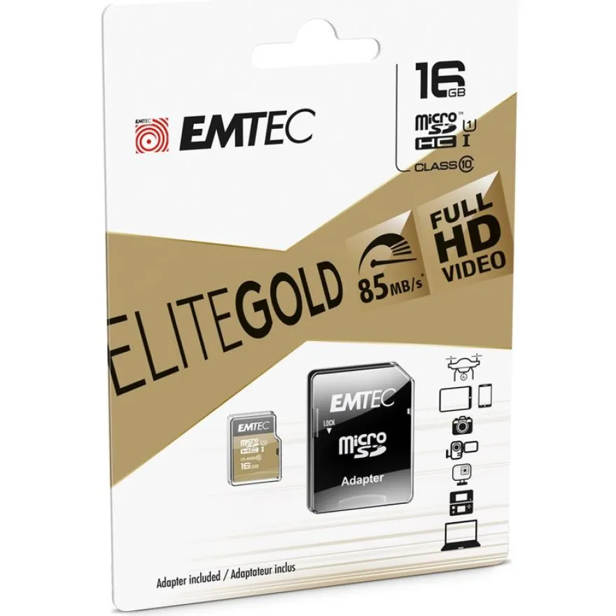 Emtec Elite Gold - carte mémoire 16 Go - Class 10 - micro SDHC