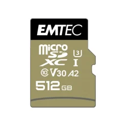 EMTEC SpeedIN' PRO - Carte mémoire flash (adaptateur SD inclus(e)) - 512 Go - A2 / Video Class V30 / UHS-I U3 / Class10 - 670x - microSDXC UHS-I