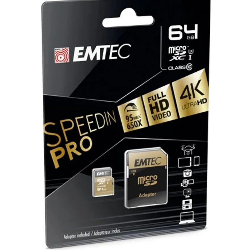 Emtec SpeedIN' PRO - carte mémoire 64 Go - Class 10 - micro SDXC - UHS-I U3