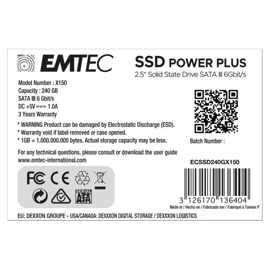 EMTEC X150 Power Plus 3D NAND - Disque dur SSD - 240 Go
