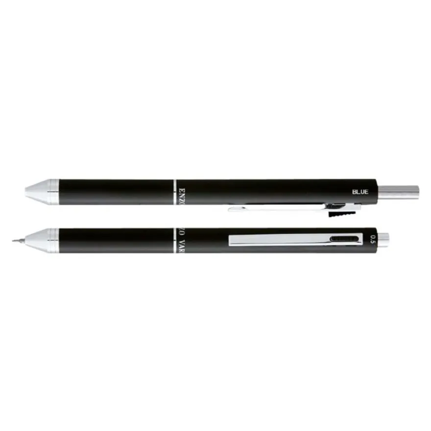 Enzo Varini - Stylo à bille 4 en 1 (3 couleurs et porte-mines) noir mat