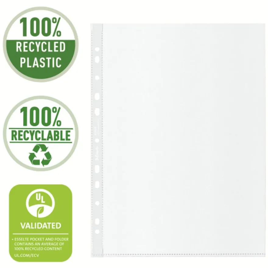 Esselte - 50 Pochettes perforées - A4 - PP - 100% Recyclées