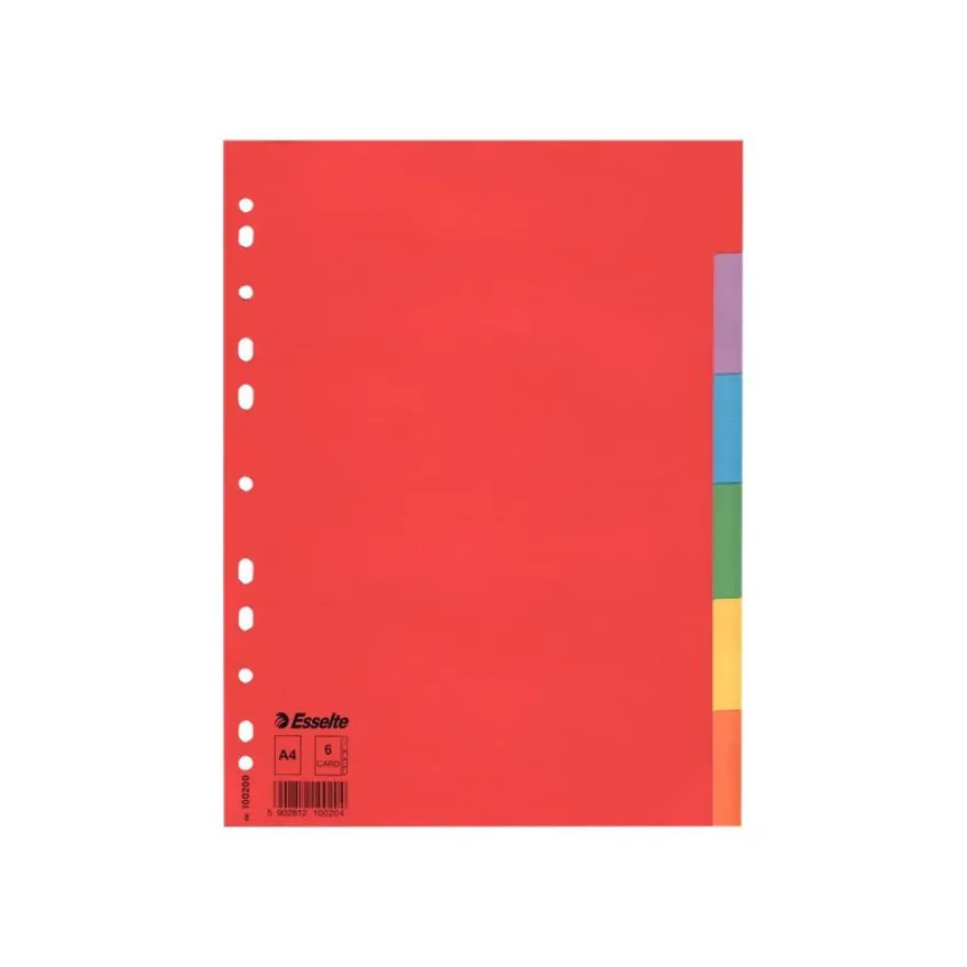 Esselte - Intercalaire 6 positions - A4 - carte recyclée colorée