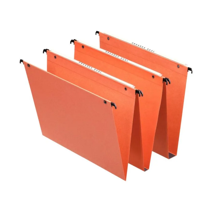 Esselte Dual - 25 Dossiers suspendus pour tiroirs - fond 15 mm - orange
