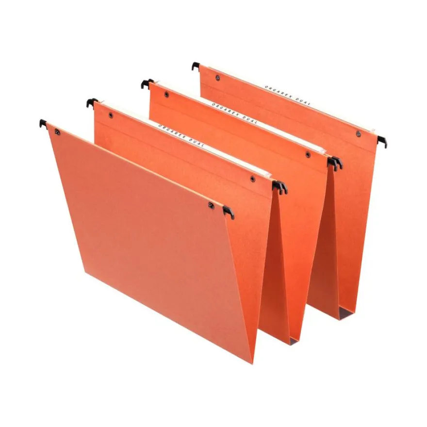 Esselte Dual - 25 Dossiers suspendus pour tiroirs - fond V - orange