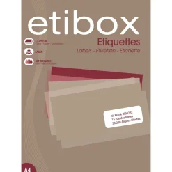 Etibox - 6500 Étiquettes adhésives blanches - 38 x 21,2 mm - Coins droits - réf 119770