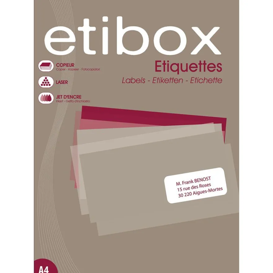 Etibox - 2100 Étiquettes adhésives blanches - 63.5 x 38.1 mm - Coins arrondis - réf 119761