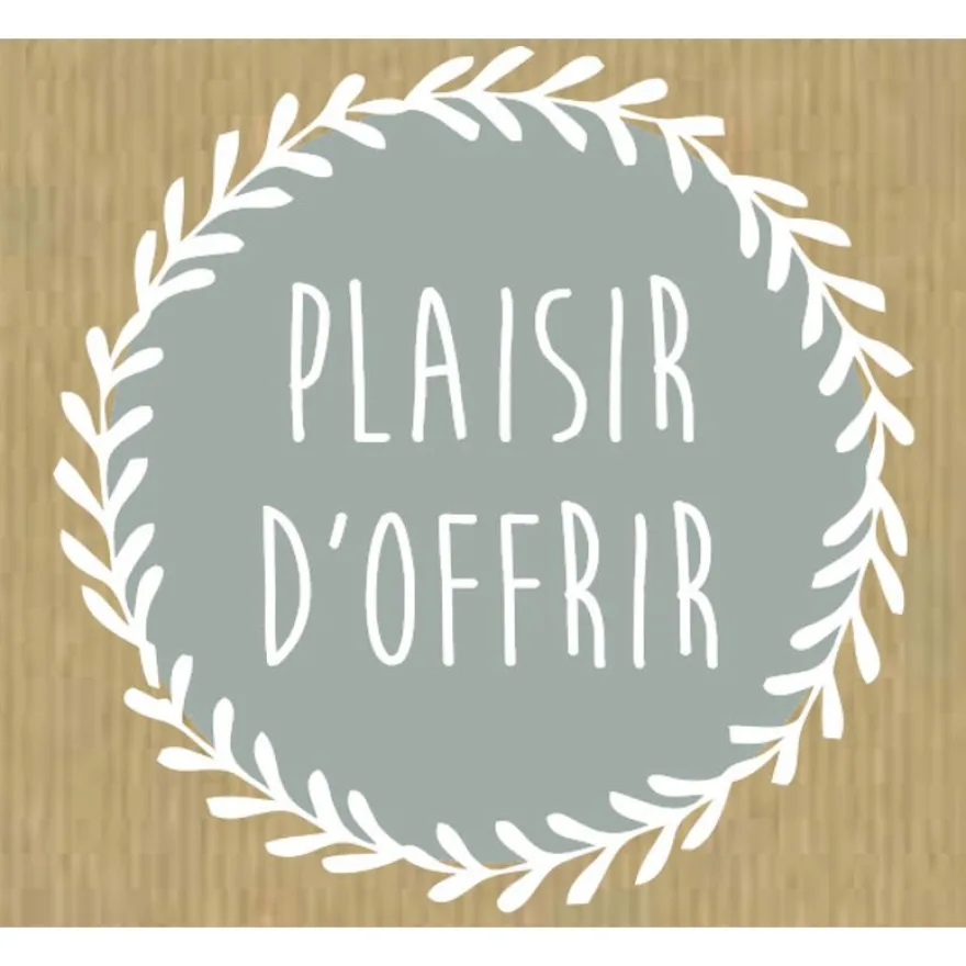 Etiquettes Plaisir d'offrir grise 4x3,5cm - rouleau de 500
