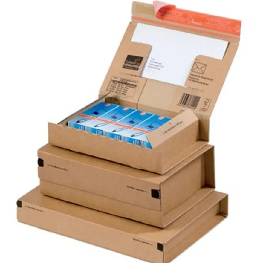 Etui postal d'expedition à fermeture adhésive - 21,5 cm x 15,5cm x 4,3 cm mm - kraft - Logisitpack