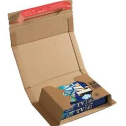 Etui postal d'expedition à fermeture adhésive - 21,7 cm x 15,5 cm - 0 à 60 mm - kraft - Logisitpack