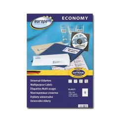 Europe100 - 1200 Étiquettes multi-usages blanches - 105 x 48 mm - réf ELA021.FR