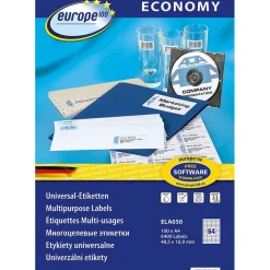 Europe100 - 6500 Étiquettes multi-usages blanches - 38 x 21,2 mm - réf ELA001.FR