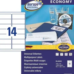 Europe100 - 1400 Étiquettes multi-usages blanches - 99,1 x 38,1 mm - réf ELA042
