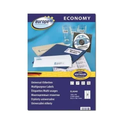 Europe100 - 2100 Étiquettes multi-usages blanches - 63,5 x 38,1 mm - réf ELA040