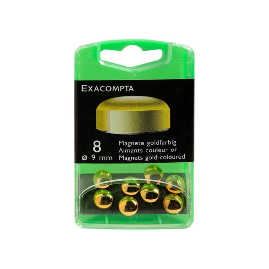 Exacompta - 8 Aimants - 0,9 cm de diamètre - or