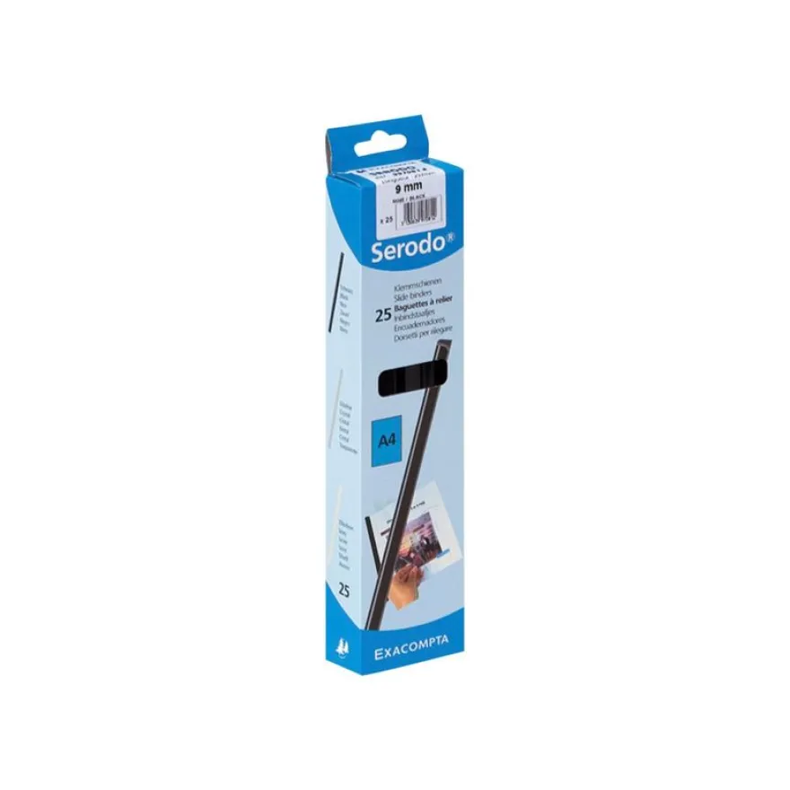 Exacompta - 25 baguettes à relier - 9 mm - jusqu'à 90 feuilles - noir