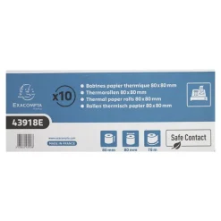 Exacompta - 10 Bobines caisses Safecontact - papier thermique simple couche 80 x 80 mm - 76 m
