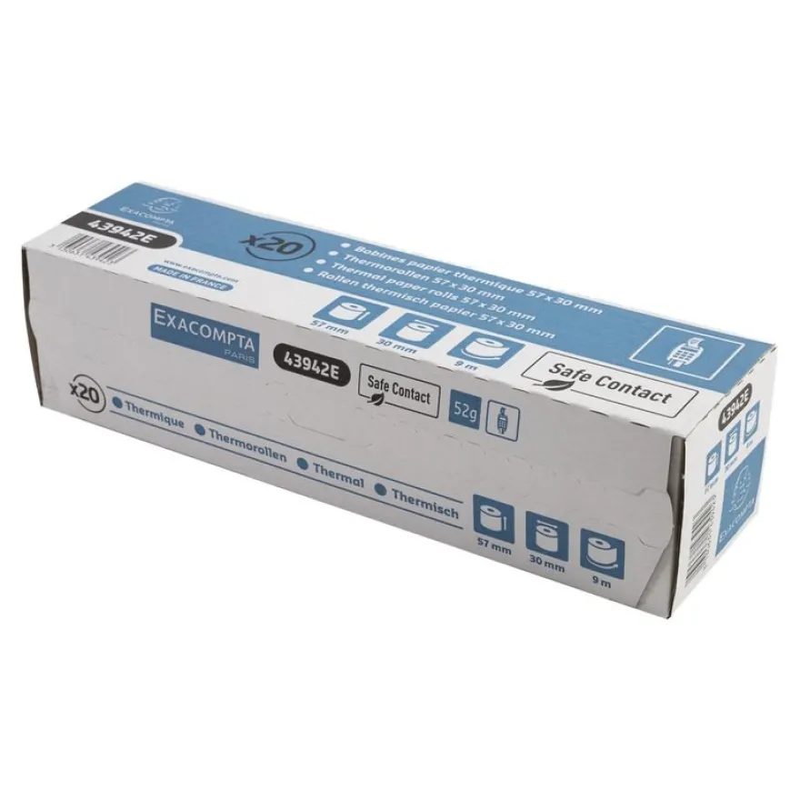 Exacompta - 20 Bobines thermiques - rouleaux caisses - 57 x 30 x 12 mm