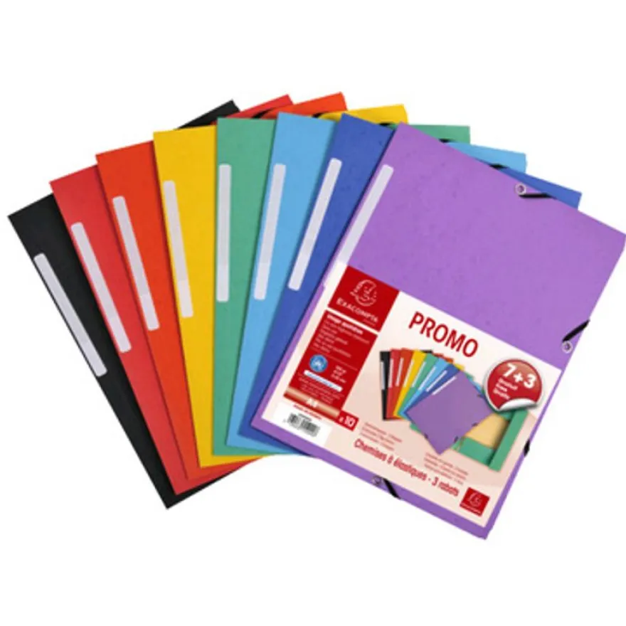 Exacompta - 10 Chemises à rabats dont 3 offertes - A4 - couleurs assorties
