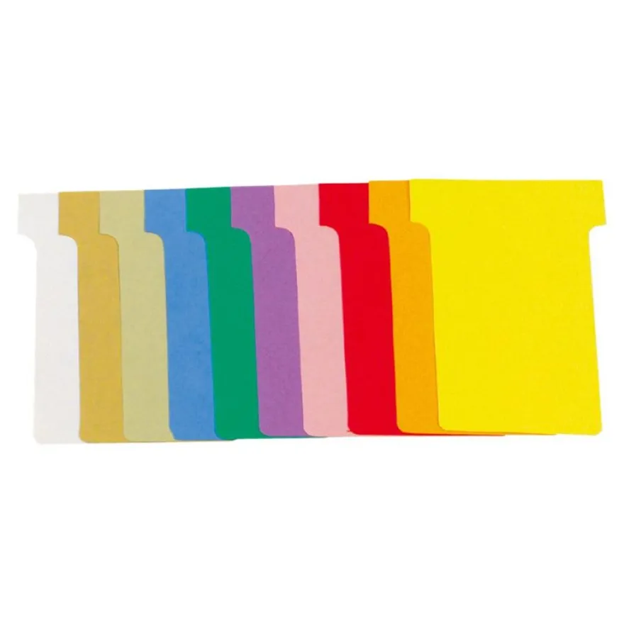 Exacompta - 100 Fiches en T - Taille 2 - coloris assortis - carton de 10 étuis