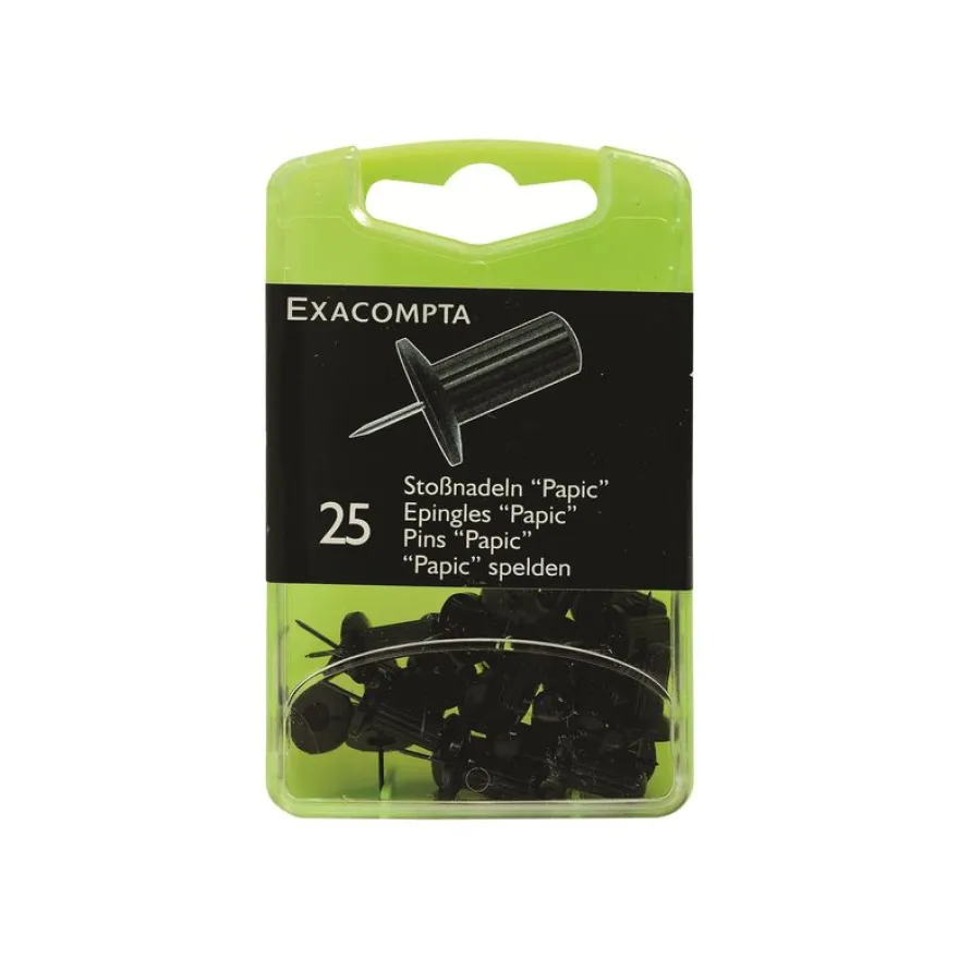 Exacompta - 25 Épingles papic - 10 mm - noir