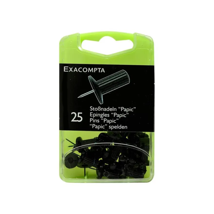 Exacompta - 25 Épingles papic - 10 mm - noir