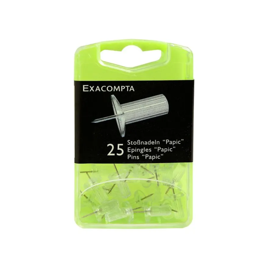 Exacompta - 25 Épingles papic - 10 mm - transparent