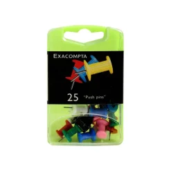Exacompta - 25 Épingles Push pin's - 10 mm - couleurs opaques assorties