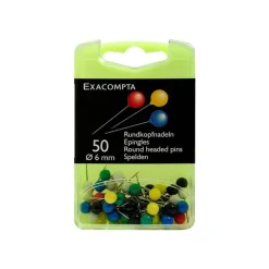 Exacompta - 50 Épingles sphériques - couleurs assorties