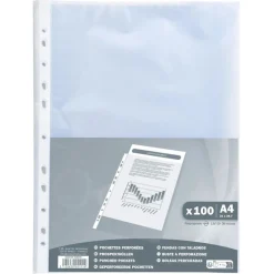 Exacompta - 100 Pochettes perforées - A4 - grainées - 4/100