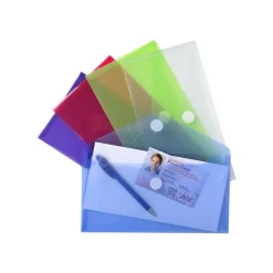 Exacompta - 5 Pochettes perforées à scratch - 25 x 13,5 cm - couleurs assorties translucides