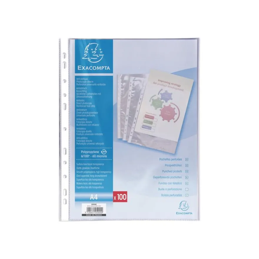 Exacompta - 100 Pochettes perforées - A4 - lisse 6/100