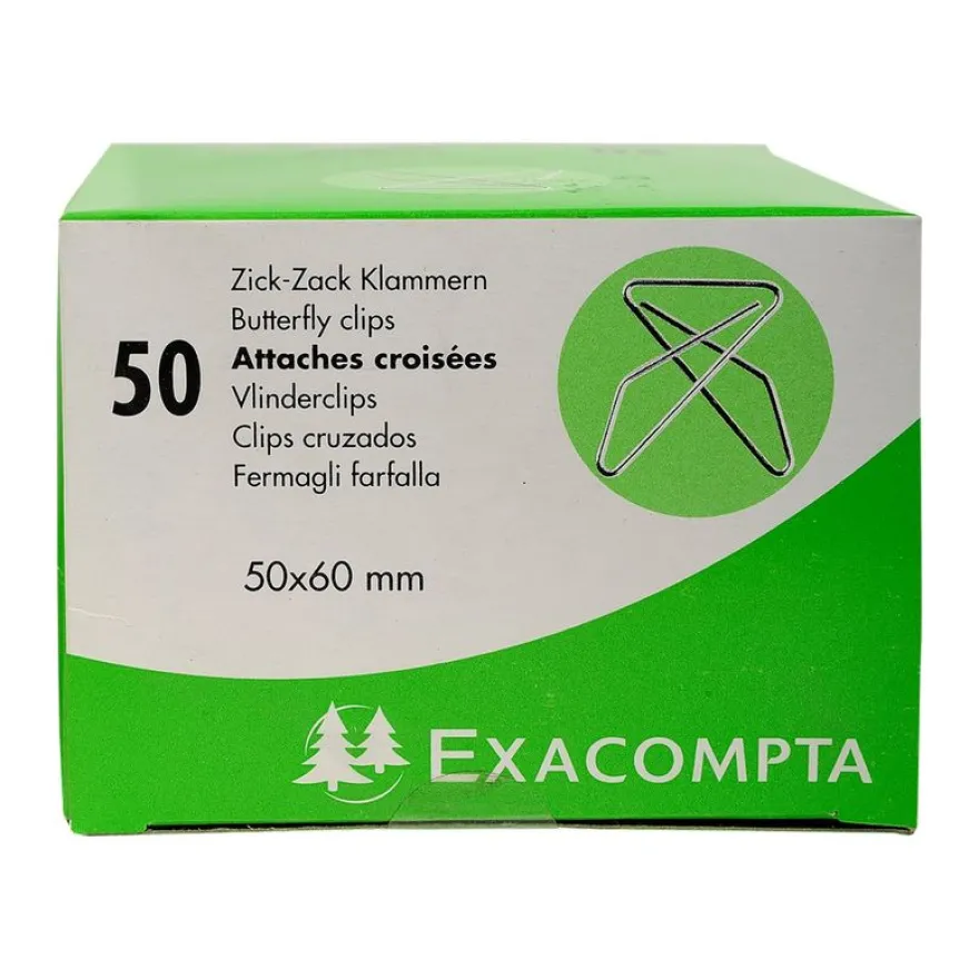 Exacompta - 50 Trombones attaches croisées - 50 x 60 mm