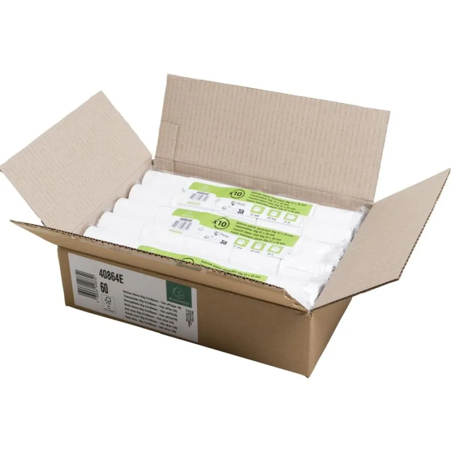 Exacompta -10 Bobines Ticket Carte Bancaire 57x35mm - 14m - Thermique 55g/m² Sans Phénol - Blanc - Nouveauté