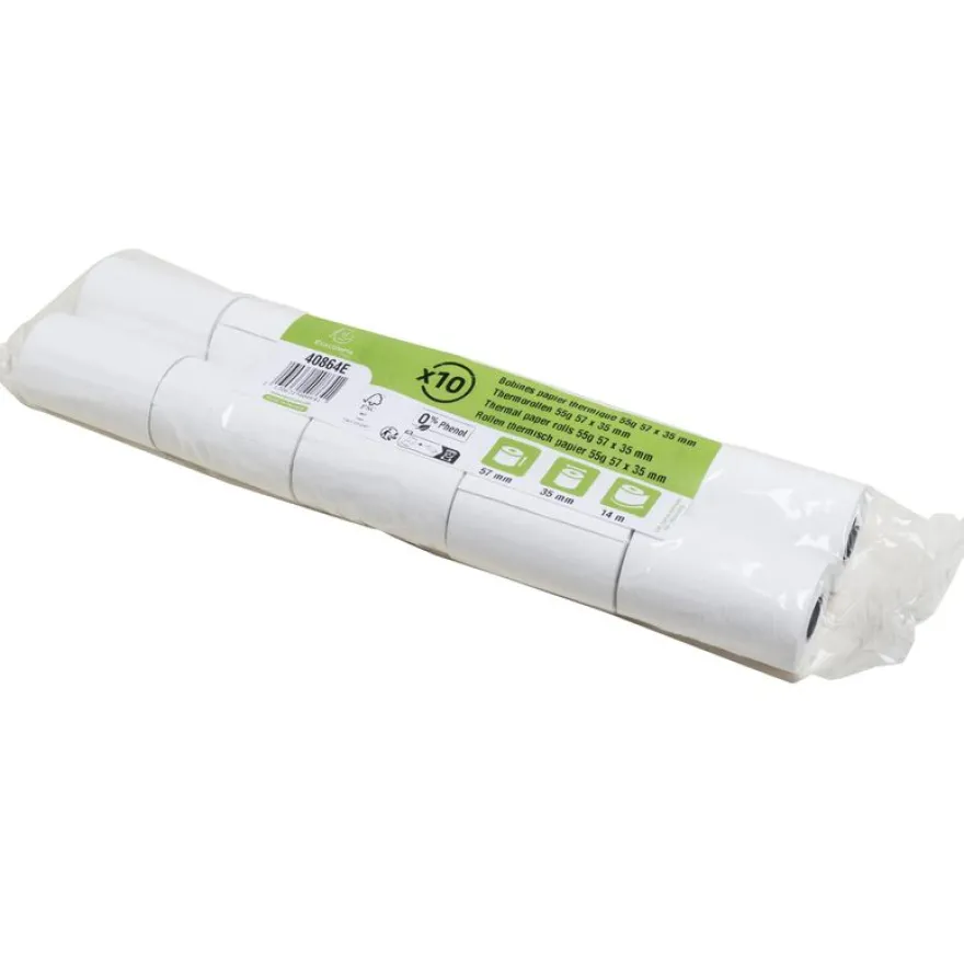 Exacompta -10 Bobines Ticket Carte Bancaire 57x35mm - 14m - Thermique 55g/m² Sans Phénol - Blanc - Nouveauté