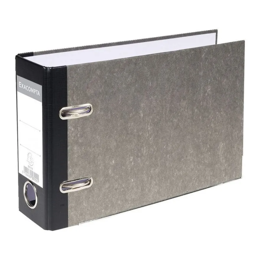 Exacompta - Classeur à levier à l'italienne - Dos 70 mm - A5 - pour 550 feuilles - gris marbré avec dos noir