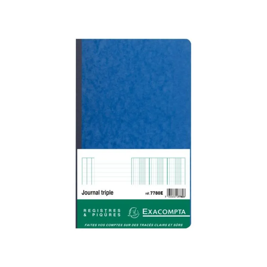 Exacompta - Journal triple folioté 38 lignes - 80 pages - 32 x 19,5 cm