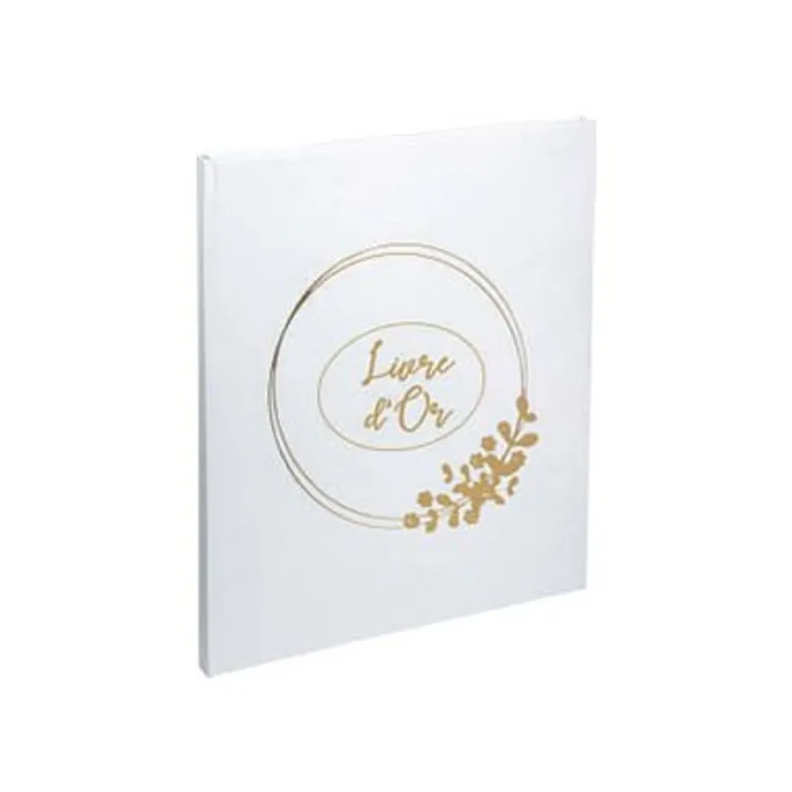 Exacompta - Livre d'or 100 pages tranche or 27x22cm Ringflower blanc