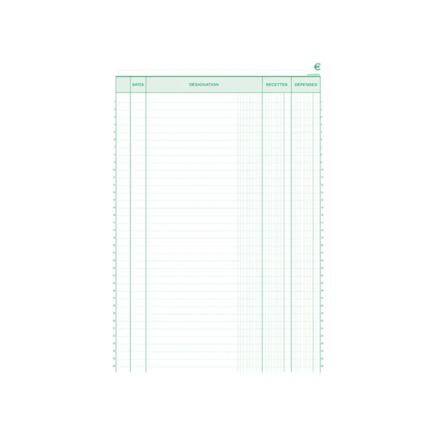 Exacompta - Manifold Carnet de recettes/dépenses - 50 dupli - A4